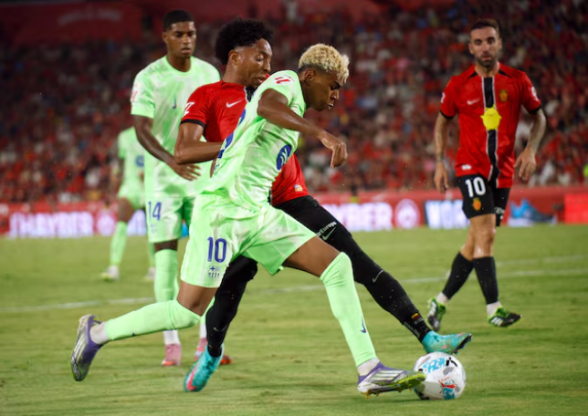 Barcelona LaLiga opener – Lamine Yamal in action against Mallorca