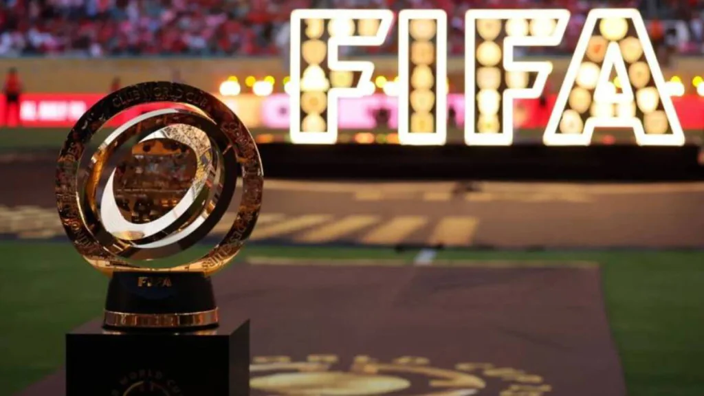 FIFA Club World Cup 2029 trophy on display