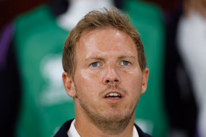 Germany coach Julian Nagelsmann looking concerned during World Cup qualifier vs Slovakia