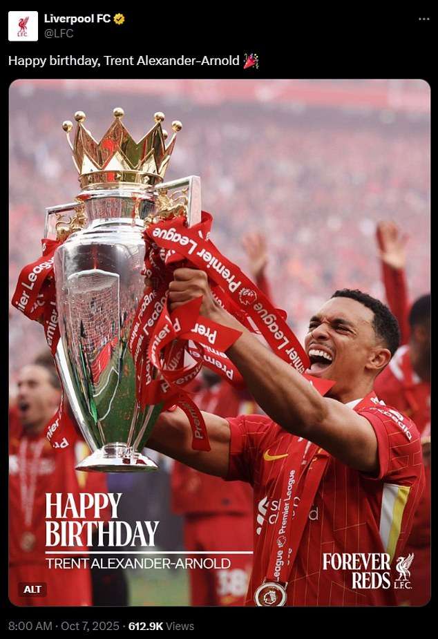 Liverpool Fans Slam Club Over Birthday Post for Trent Alexander-Arnold Months After Real Madrid Exit