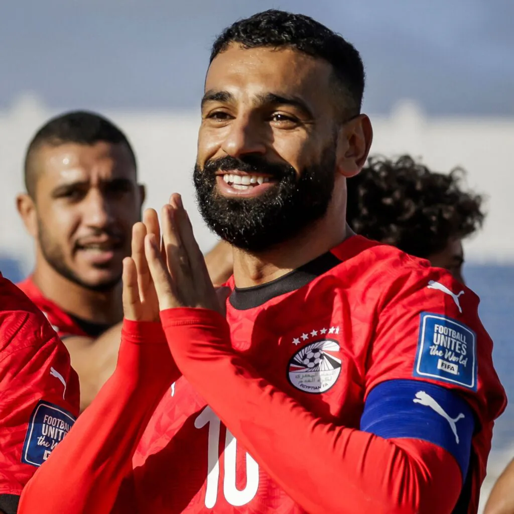Mohamed Salah celebrates after scoring against Djibouti in the FIFA World Cup Qualifiers