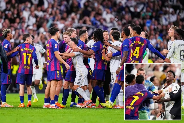 Chaos in El Clásico as Real Madrid and Barcelona Stars Clash After Late Red Card