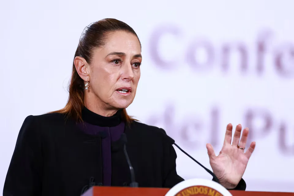 Mexico President Claudia Sheinbaum speaking during press conference ahead of 2026 World Cup