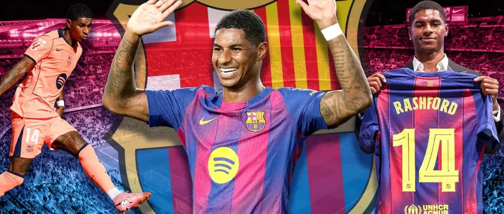 MMarcus Rashford celebrating Barcelona goal